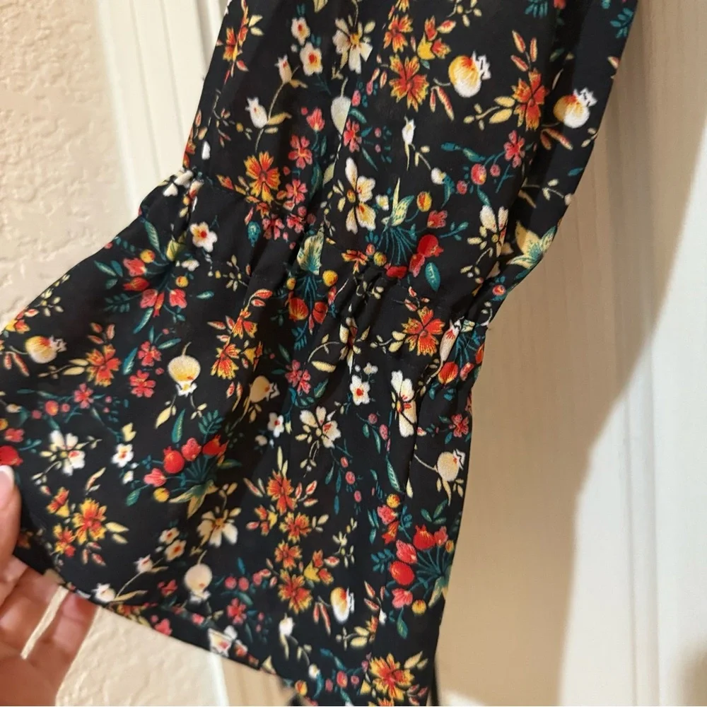 J. Crew Mercantile Floral Black Top Boho Bell Sleeves New Size XS 0 office work - Picture 5 of 11